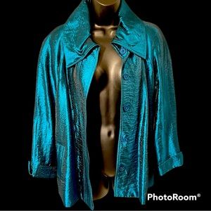 Chicos metallic teal blazer 0